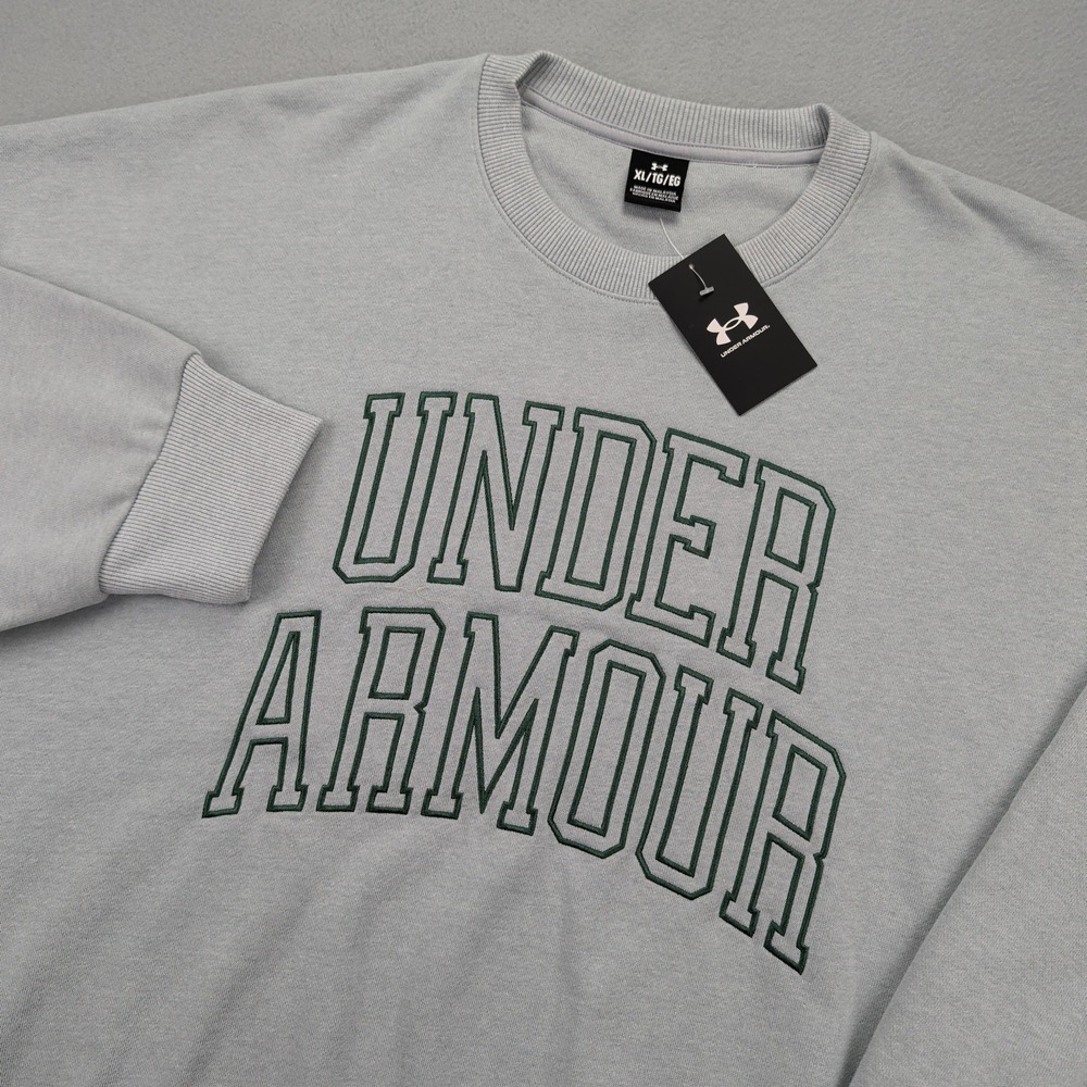 Under Armour Sweatshirt Mens XL‎ Gray UA Icon HWT Terry Oversized Crew Graphic